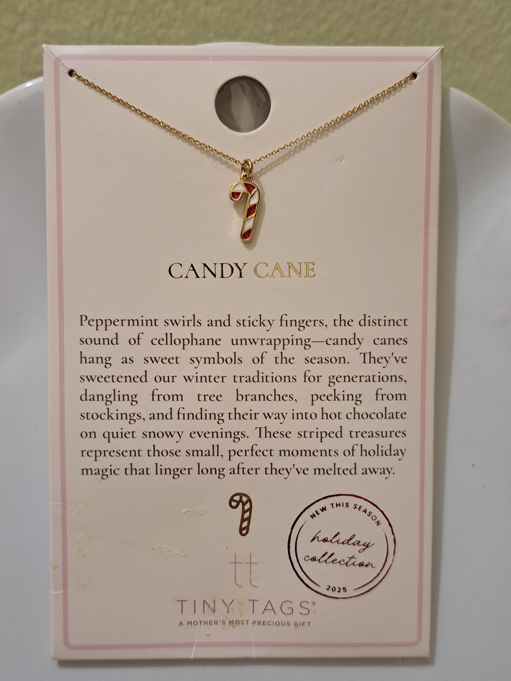 Tiny Tags Candy Cane Pendant Necklace
